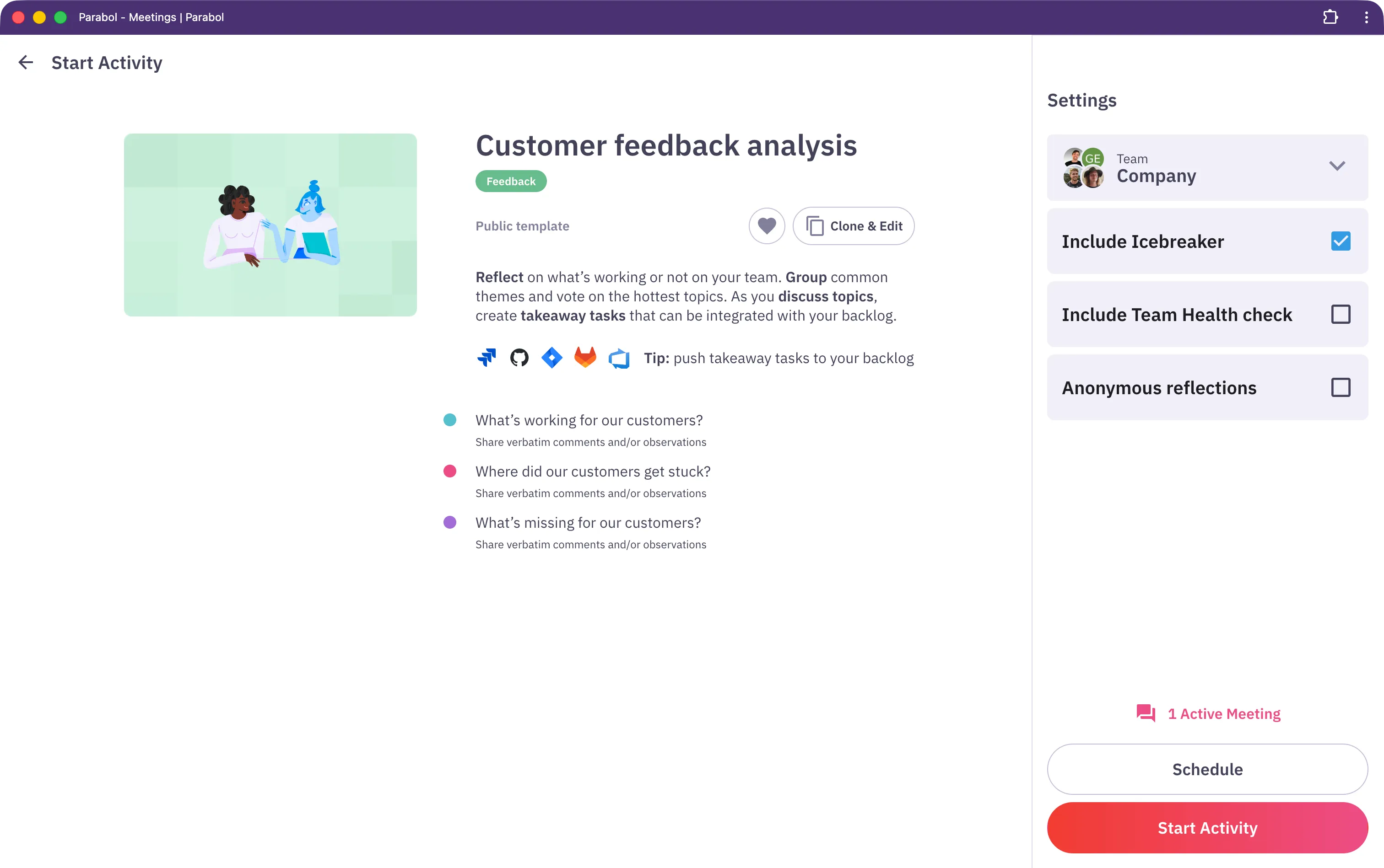 Customer feedback analysis details view