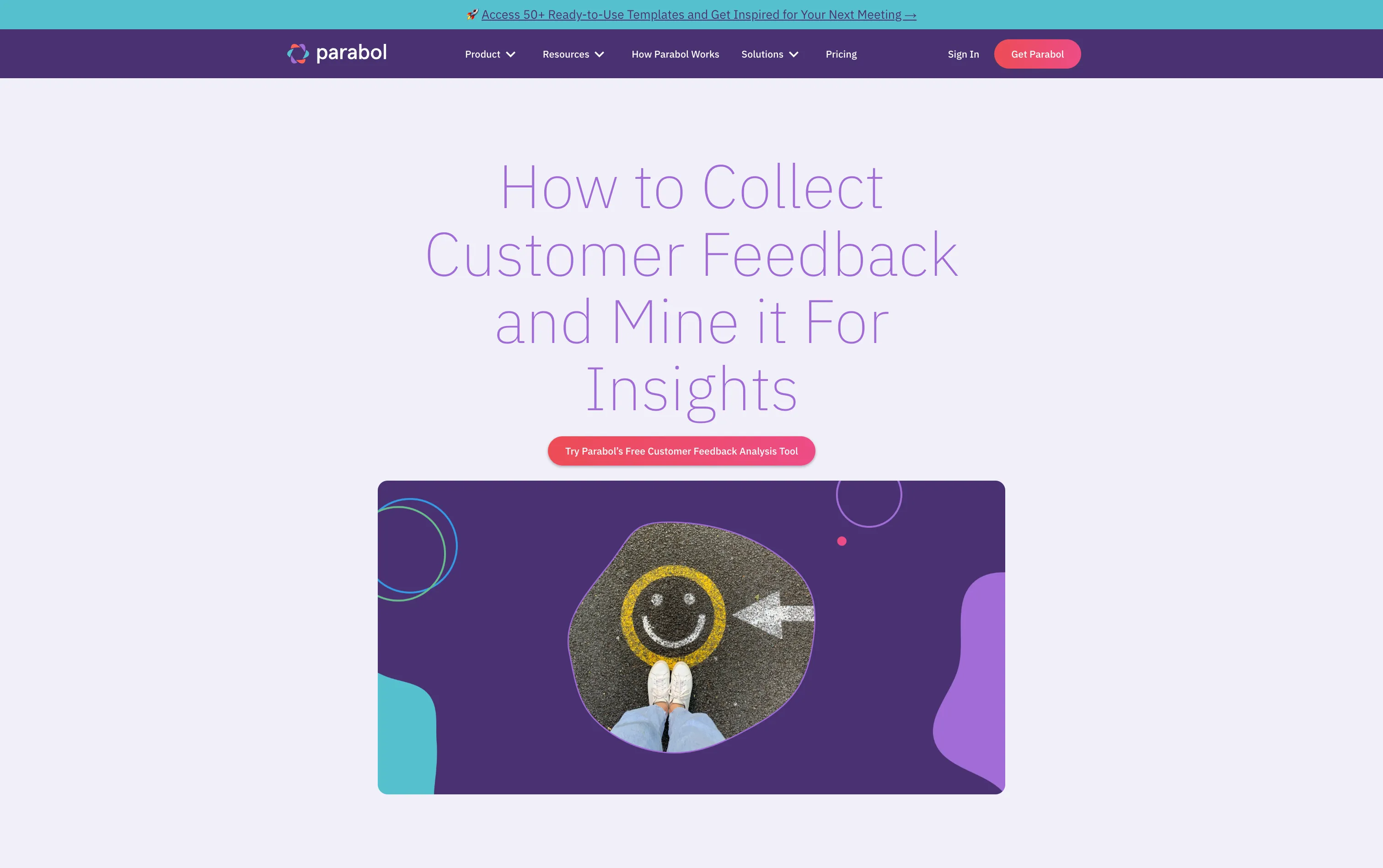 Customer feedback landing page
