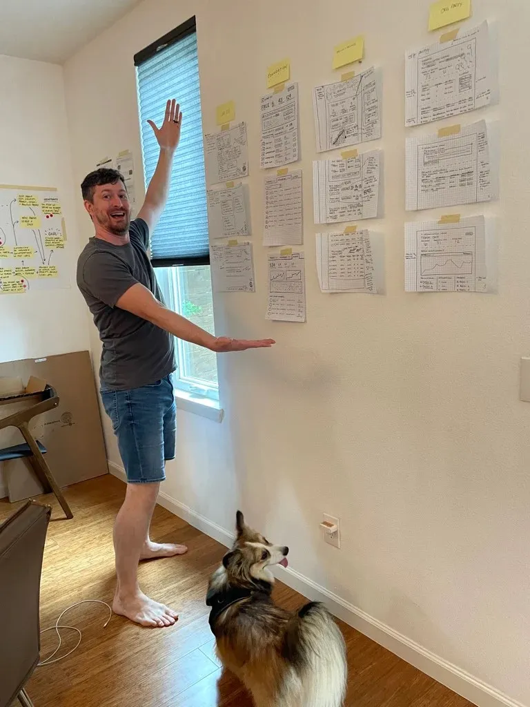 photo of Terry showing off design work
