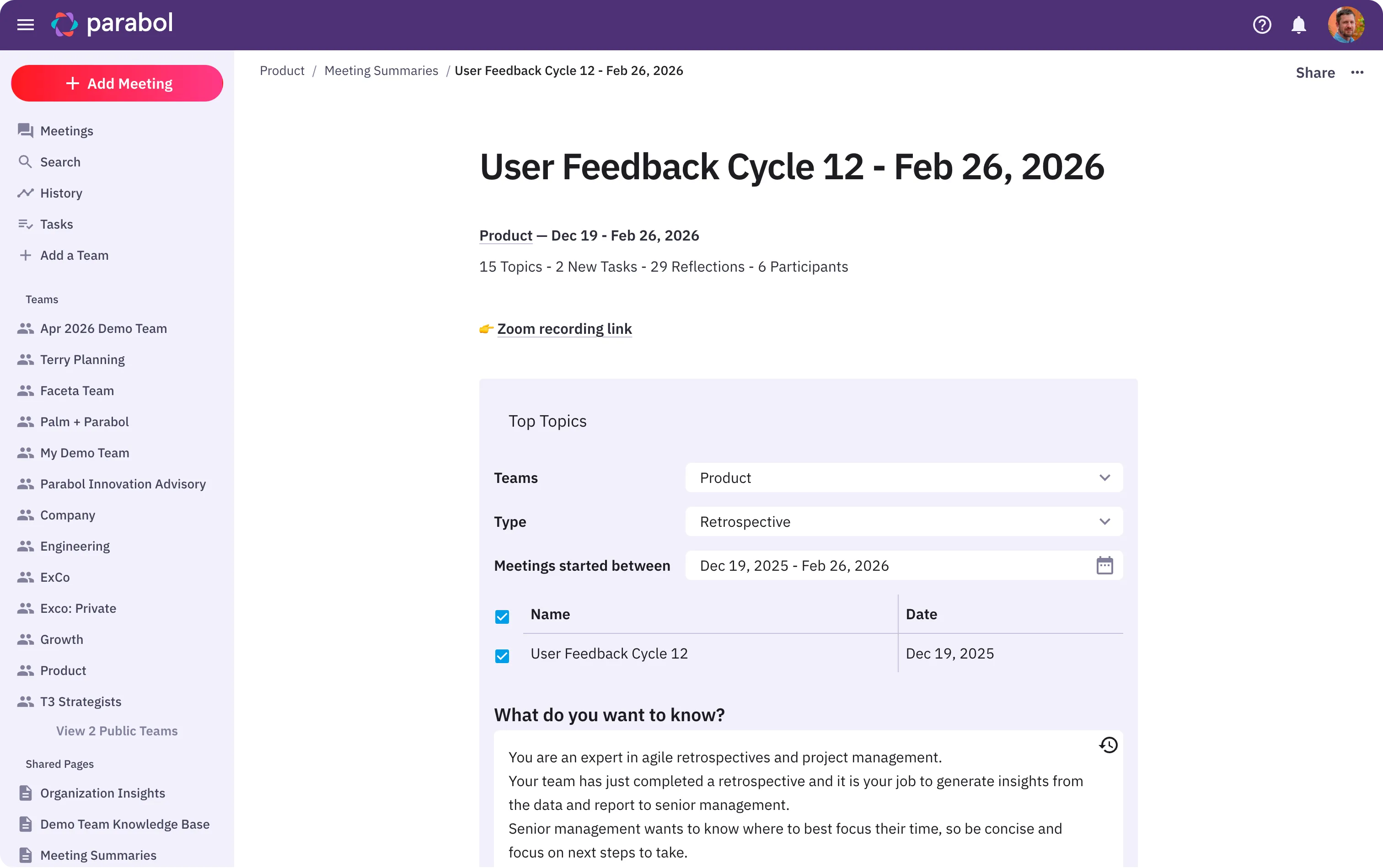 Meeting Summary with Insights