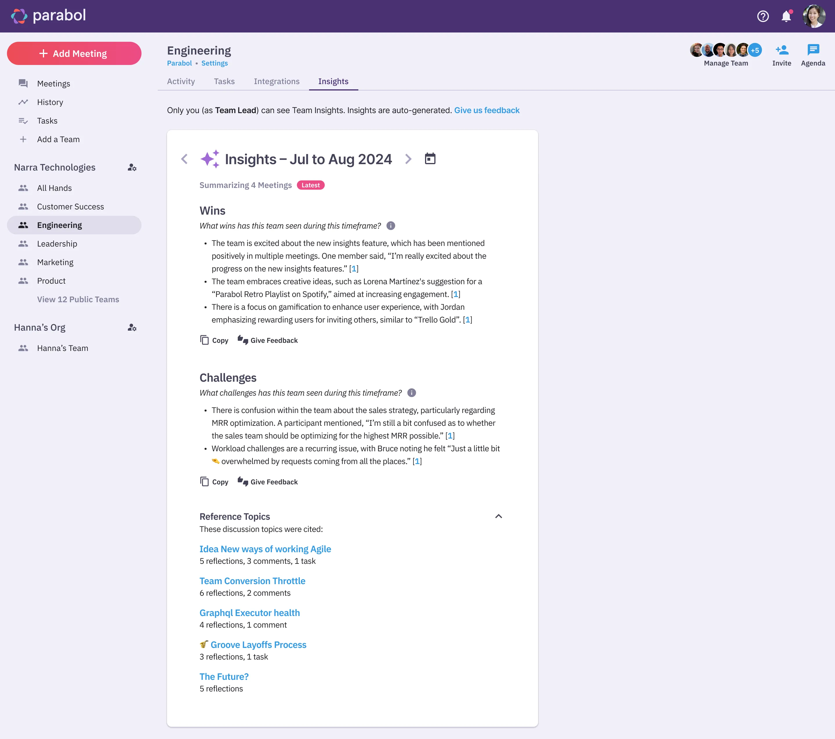 Team Insights Sheet